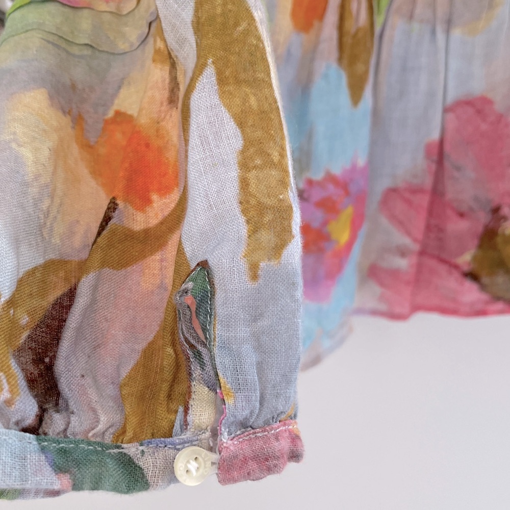 120% Lino Macro Floral Poet Blouse - Picture 7 of 10